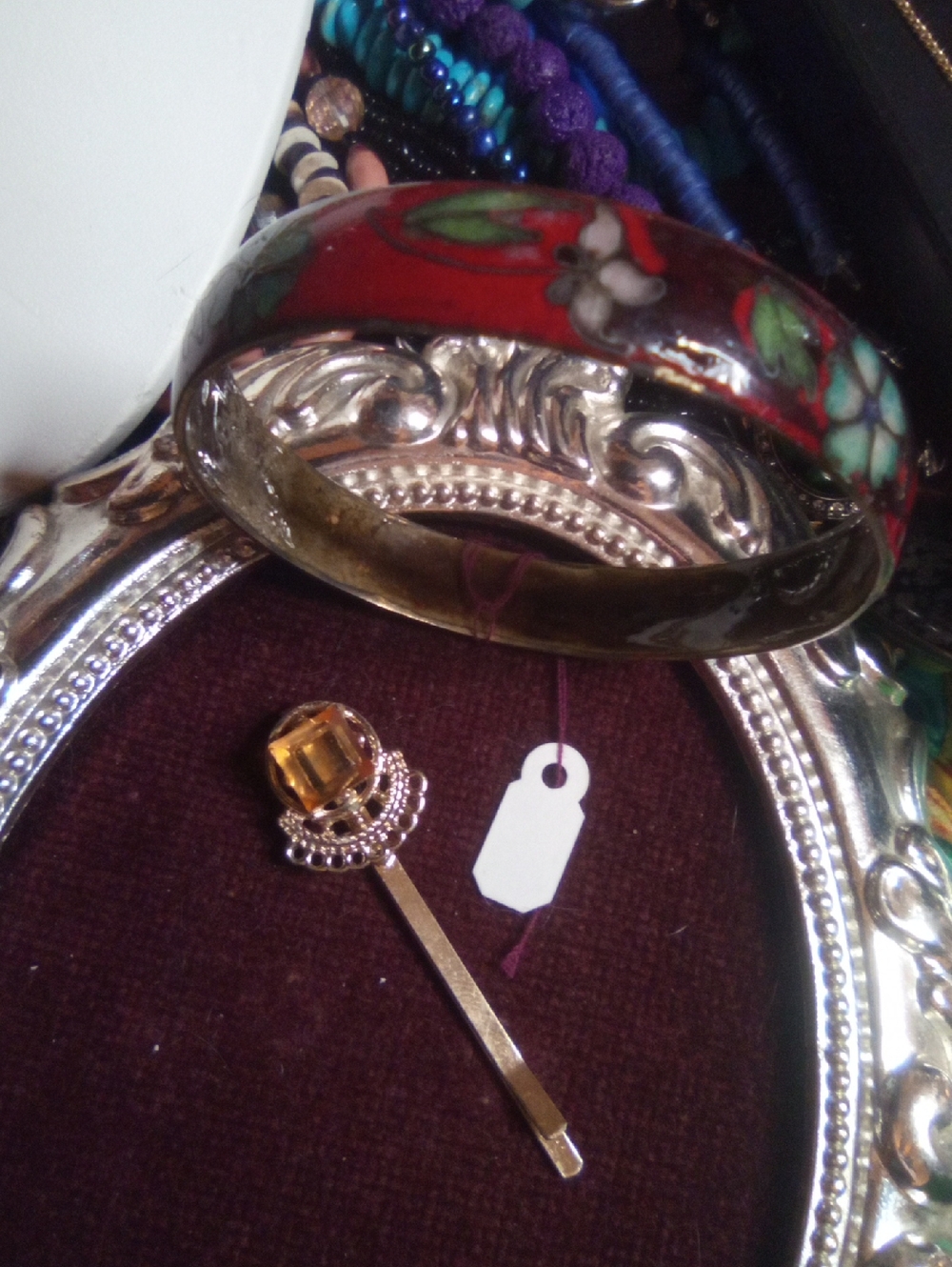Cloisonne bangle and hair pin